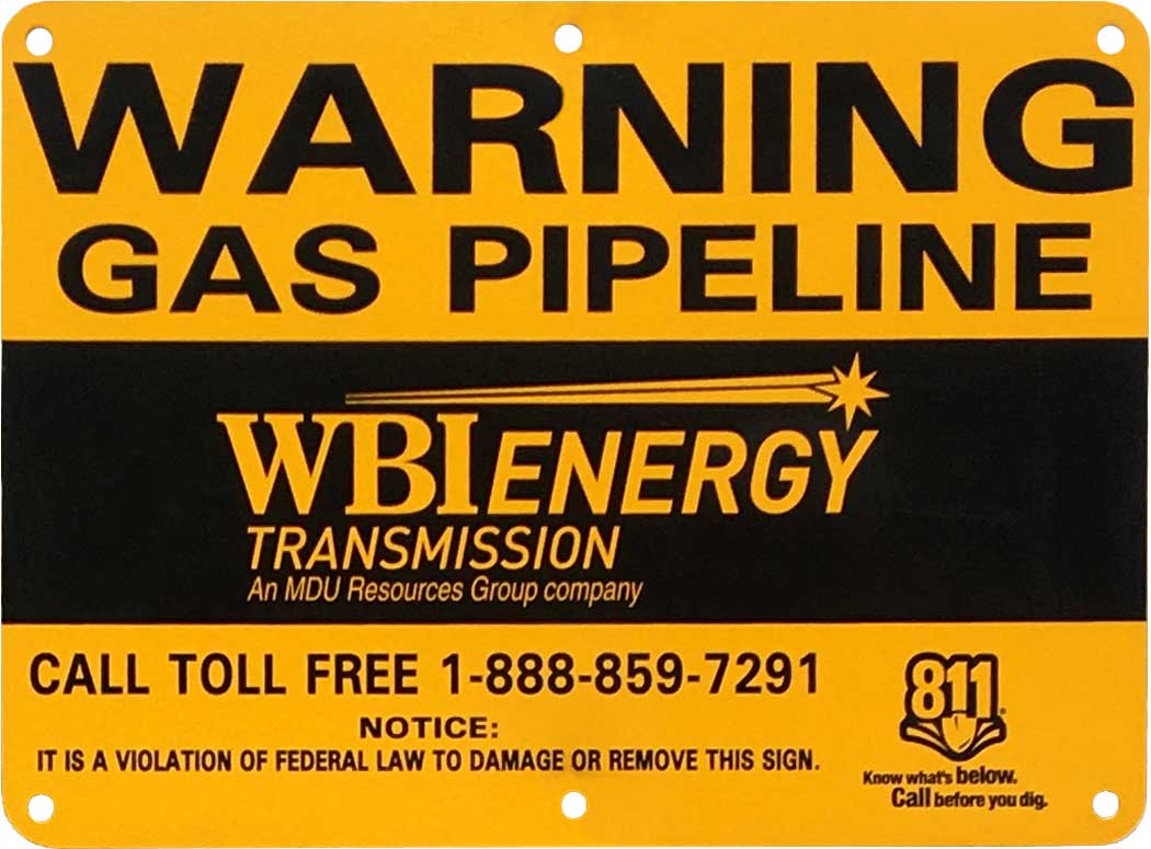 Warning pipeline sign