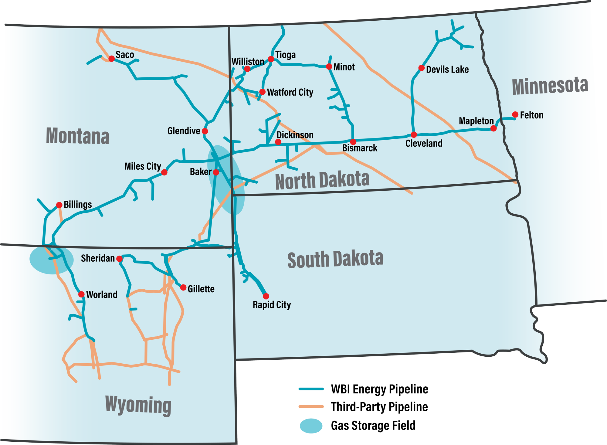 WBI Energy operations map