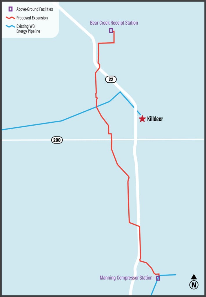 Map showing Grasslands project territory and infrastructure
