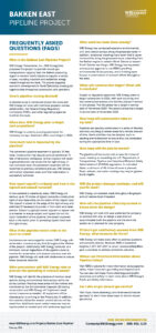 Bakken East Pipeline Project Frequently Asked Questions FAQ