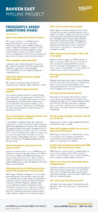 Bakken East Pipeline Project Frequently Asked Questions FAQ October 2026